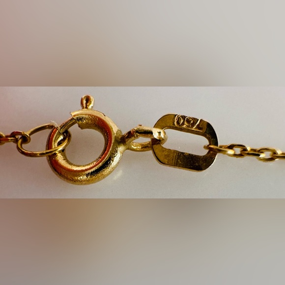 Ribbon Centered with Station Ball Necklace. 💛 Real 18 Karat Solid Gold Jewelry - Picture 9 of 10